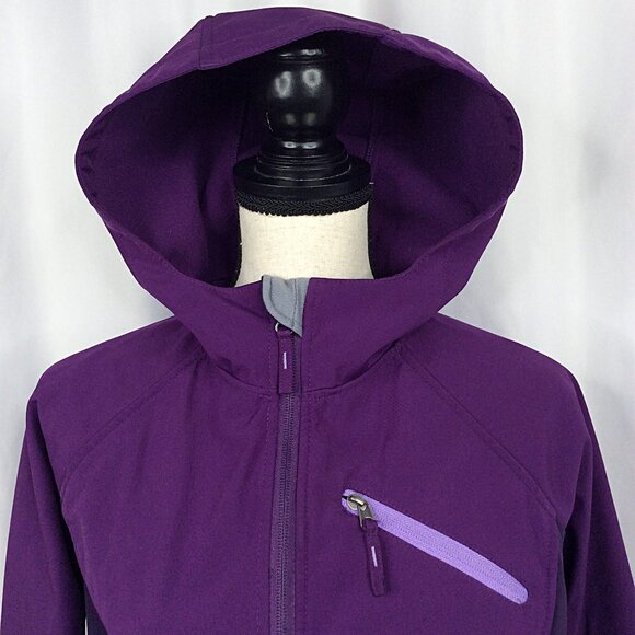 Free Tech Jacket Womens Size Medium 8/10 Purple Hooded Full Zip Fleece Lined - Picture 5 of 11